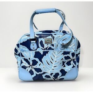 Vintage ROXY Carry On Travel Weekend Bag Tote Luggage Floral Blue Hibiscus Y2K